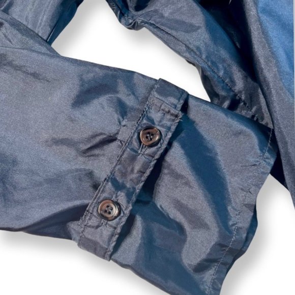 Totes Vintage Dark Navy Blue Light Weight Nylon Button Down Rain/Trench Coat - Picture 4 of 6